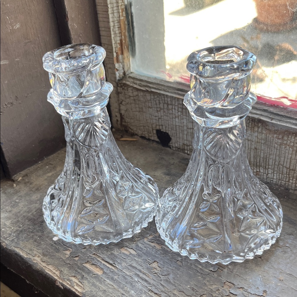 Elegant Clear Glass Candle Holders